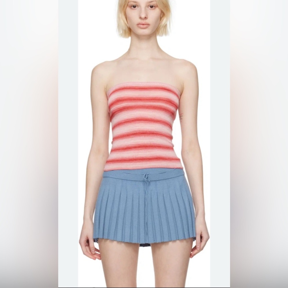 Gimaguas Tinie Striped Cropped Stretch Knit Rib Camisole Top